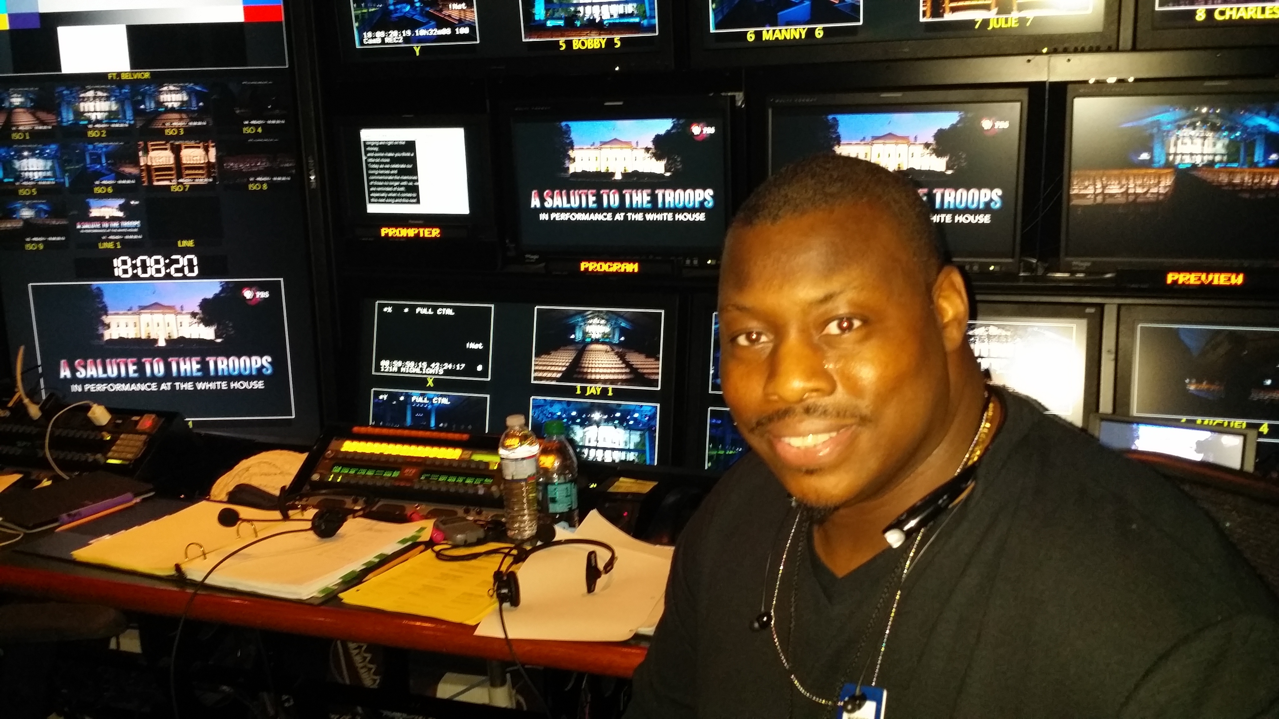 Chet Brewster technical director in HD Video truck for the 