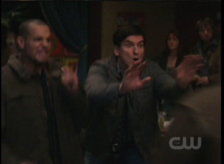 Stopping the crazy priest Beginning of a stunt fight scene on Supernatural