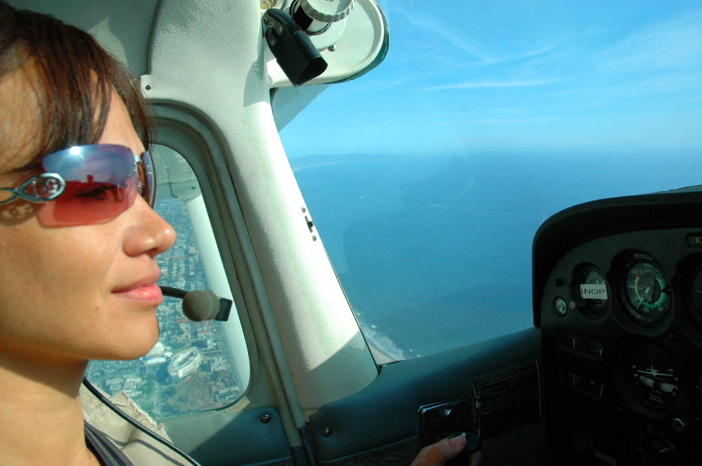 Director Inda Reid pilots a flight over the Santa Monica Pier in Los Angeles, CA.