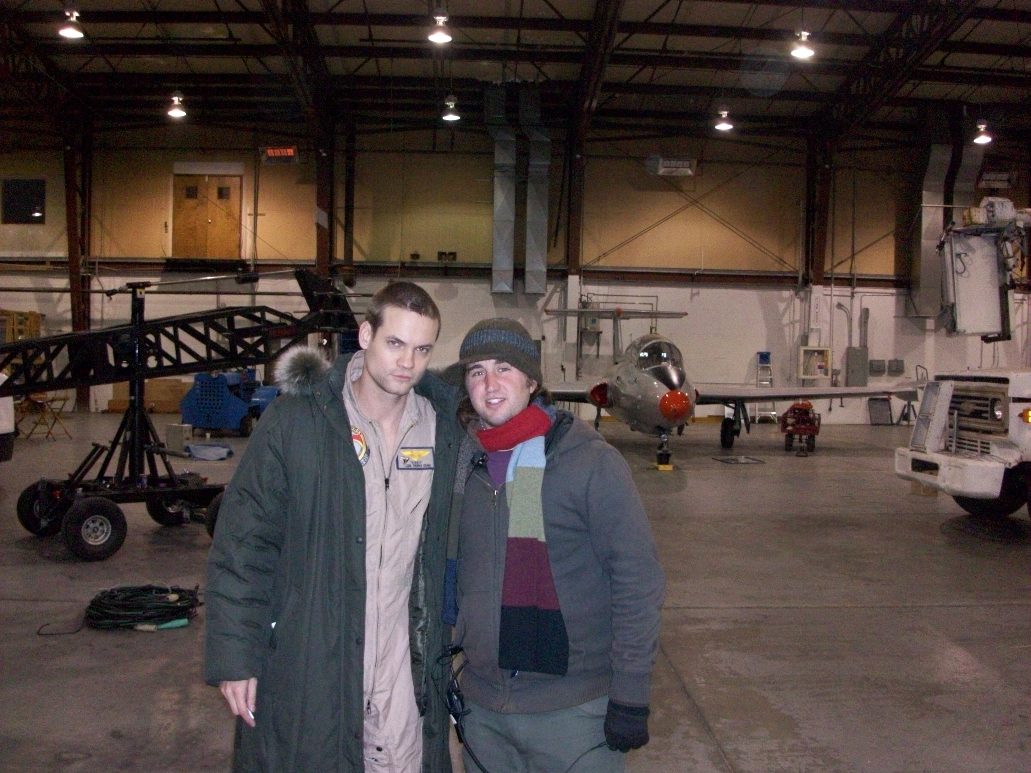 First Assistant Director Travis Huff and Actor Shane West on the set of 