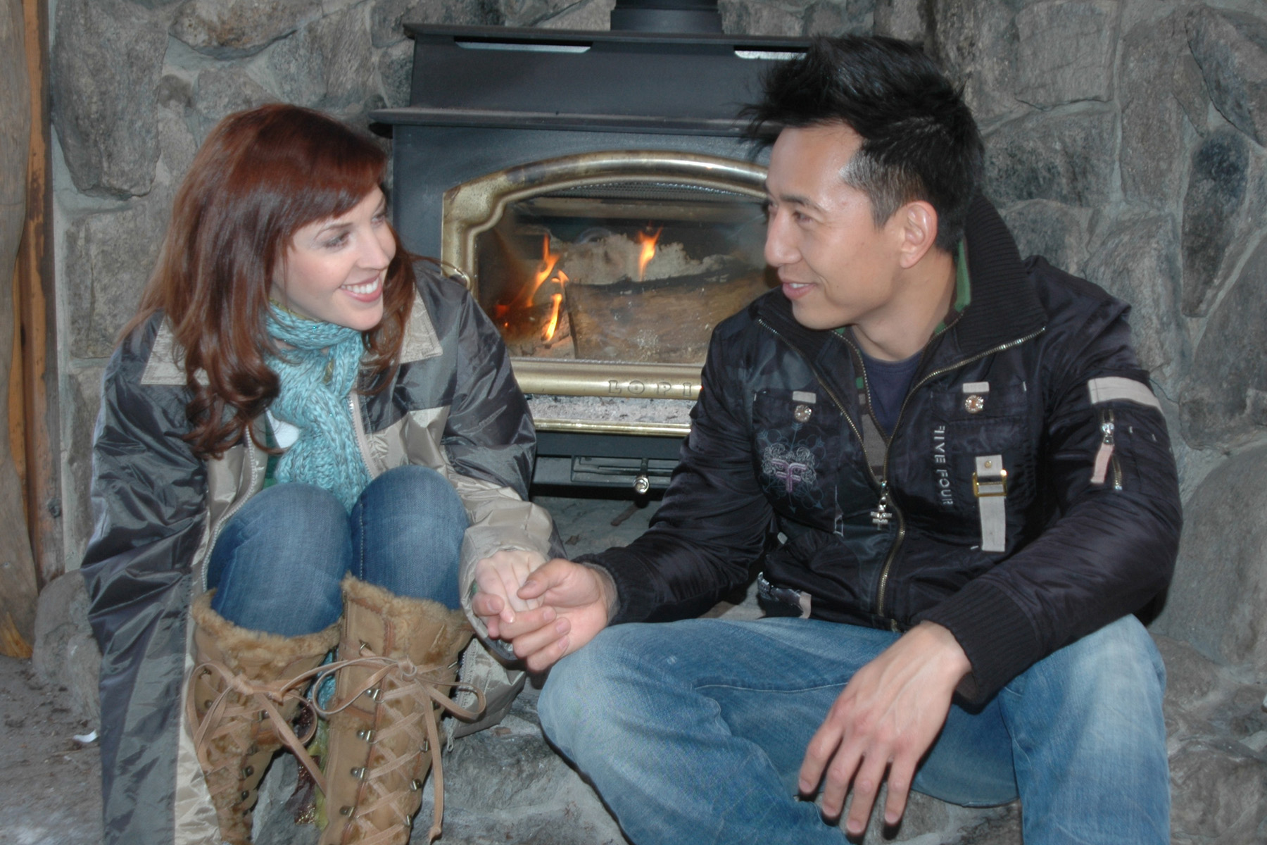 Danielle De Luca with James Kyson Lee on the set of 'Necrosis'