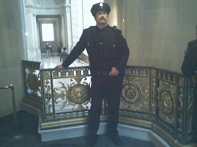 City Hall cop on set of 