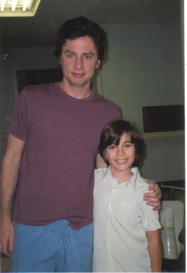 Andy with Zack Braff on set of SCRUBS.