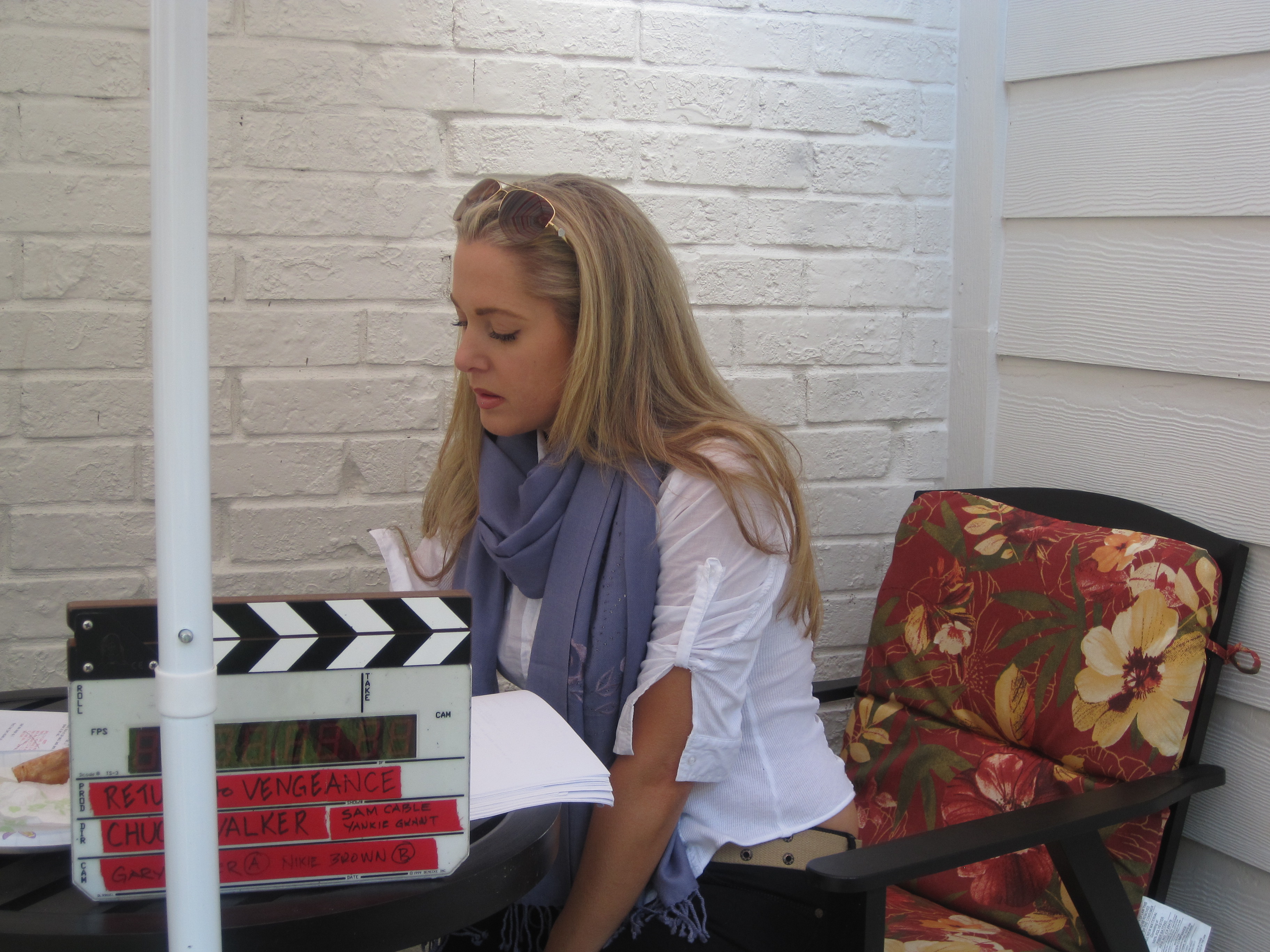 Tammy Barr on the set of Return to Vengeance