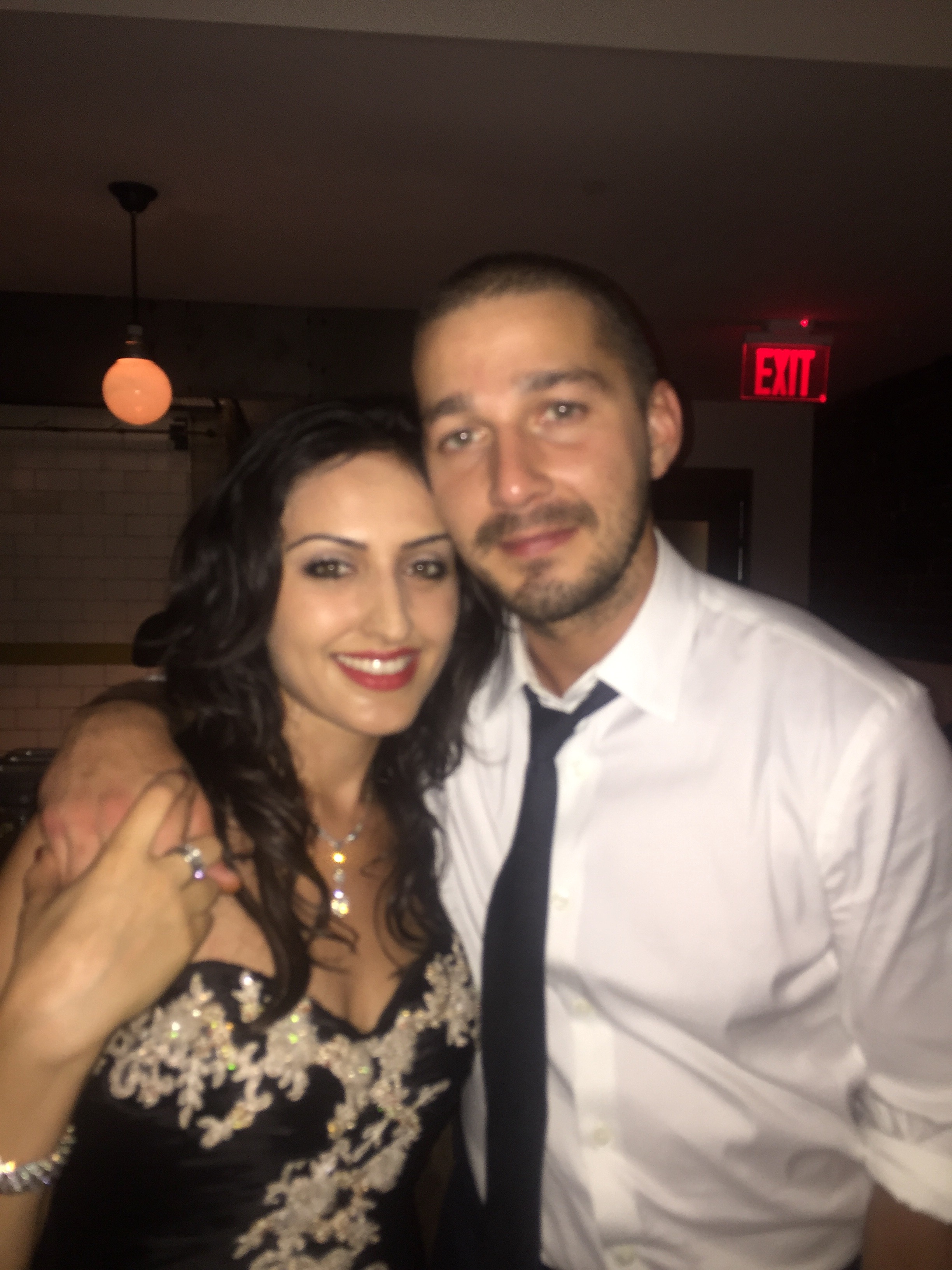 Reem Kadem and Shia LaBeouf at after party for Man Down (2015).