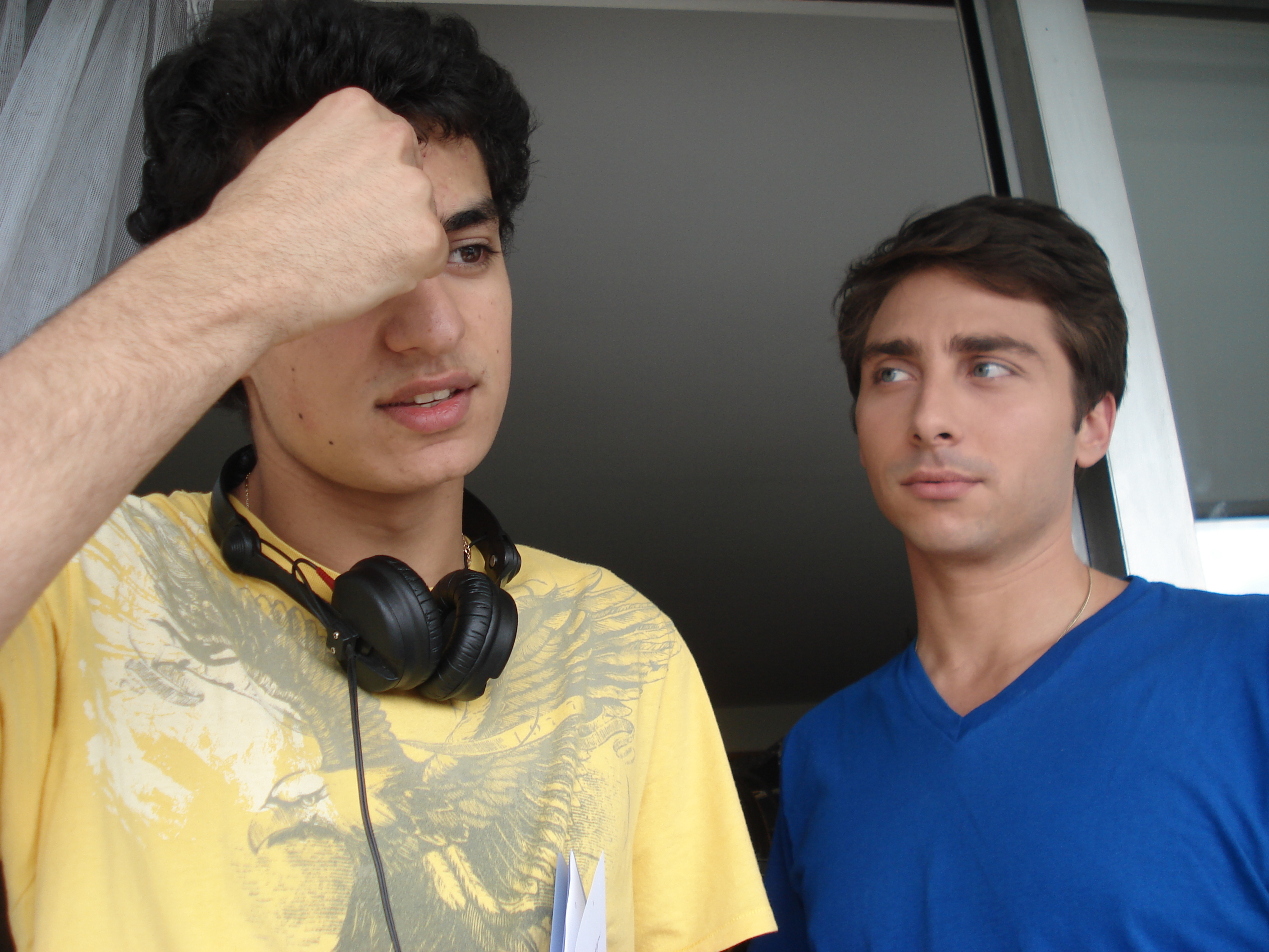 Gerard Bianco Jr. and Director Theo Zenou, On Set of Braintwister