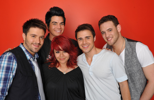 Still of Adam Lambert, Matt Giraud, Kris Allen, Allison Iraheta and Danny Gokey in American Idol: The Search for a Superstar (2002)