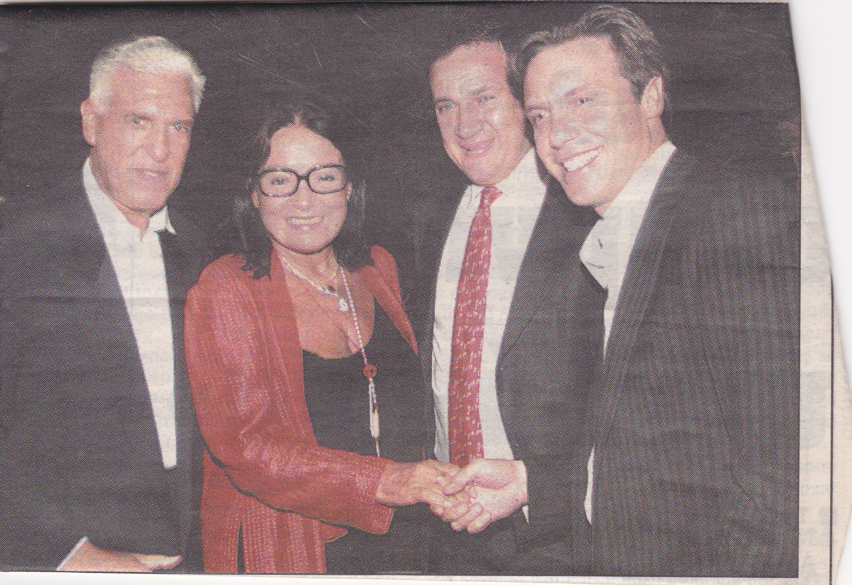 At his birthday party with guests Nana Mouskouri,Spyros Capralos ( President of the Greek Olympic Committee) and actor Stratos Tzortzoglou. ATHENS 2004