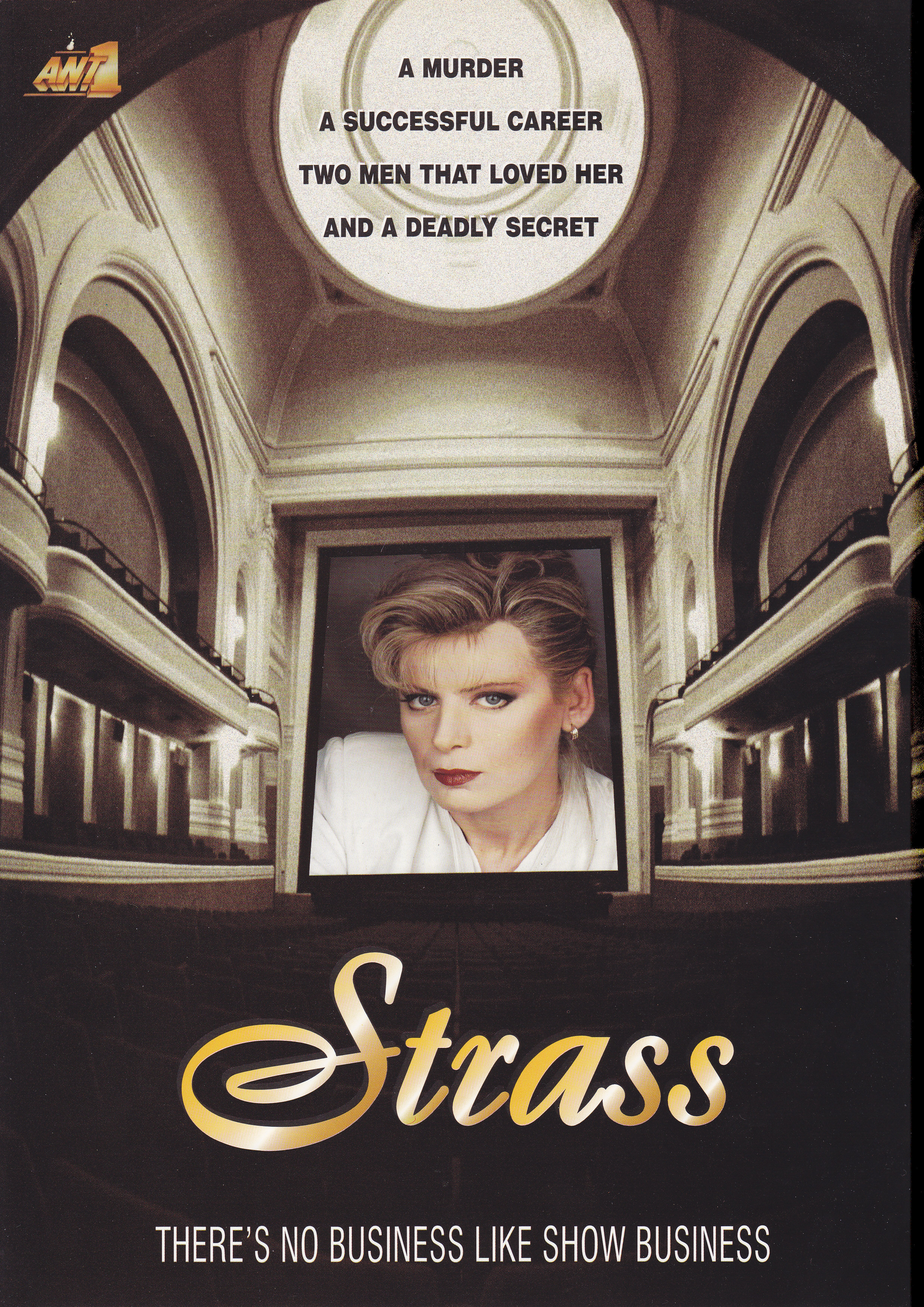 The poster of STRASS, one of his TV productions for ANT1 TV, starring Elena Akrita.