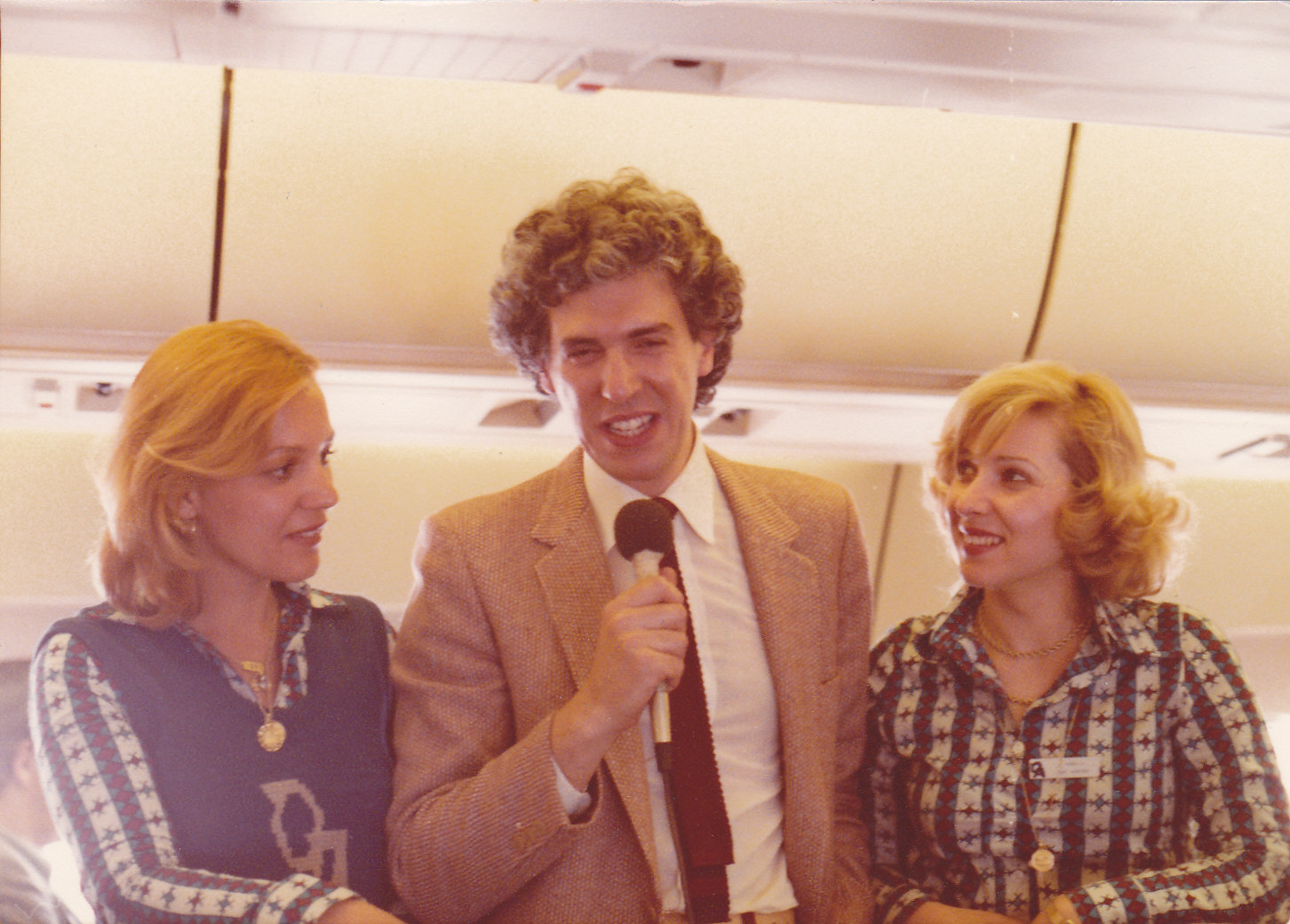 Presenting his first TV production, sponsored by OLYMPIC AIRWAYS. 1978