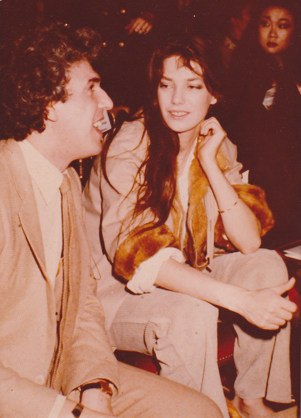 With French star Jane Birkin, at the YVES SAINT LAURENT fashion show,PARIS