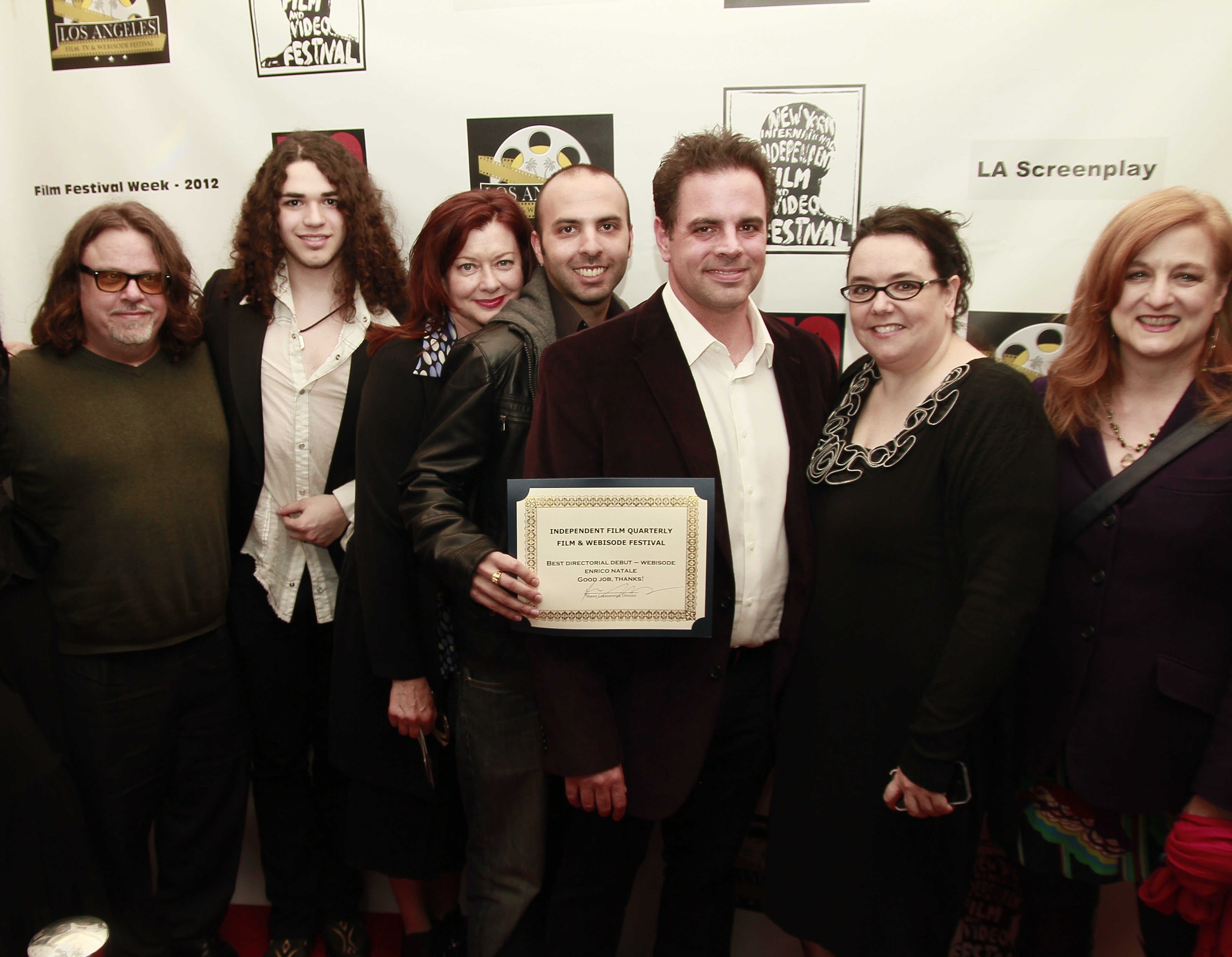 On the Red Carpet: (left to right) Ryan Glasgow, Ronnie Connell, Stephanie Jones, Enrico Natale, Alex Bram, Renee Pezzotta, Melinda Augustina