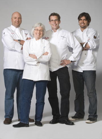 Still of Rick Bayless, Cindy Pawlcyn, Ludo Lefebvre and Wilo Benet in Top Chef Masters (2009)