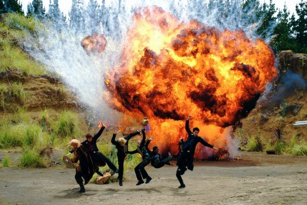 On set of Power Rangers Operation Overdrive. A real explosion! This is not CGI!