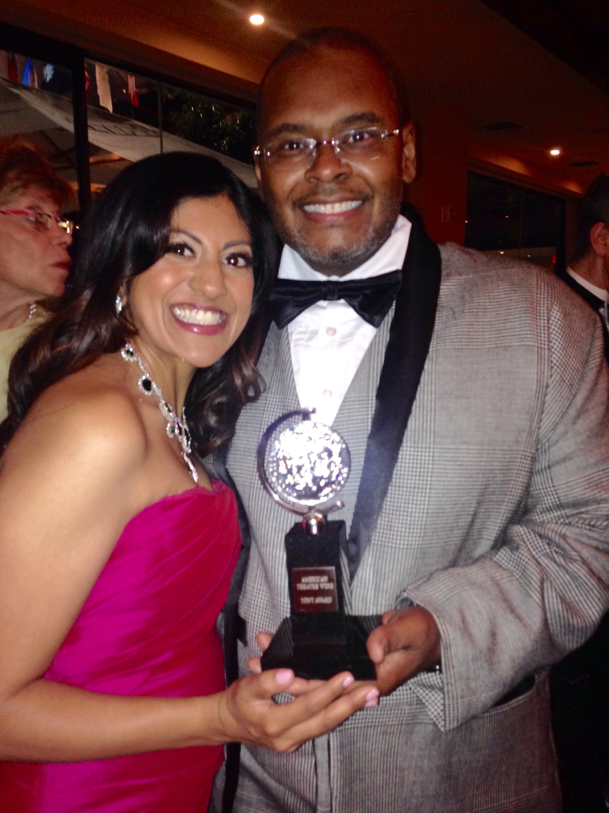 SimonSays Producing Associate Shawlini Manjunath-Holbrook & CEO Ron Simons Tony Award for A Gentleman's Guide to Love & Murder