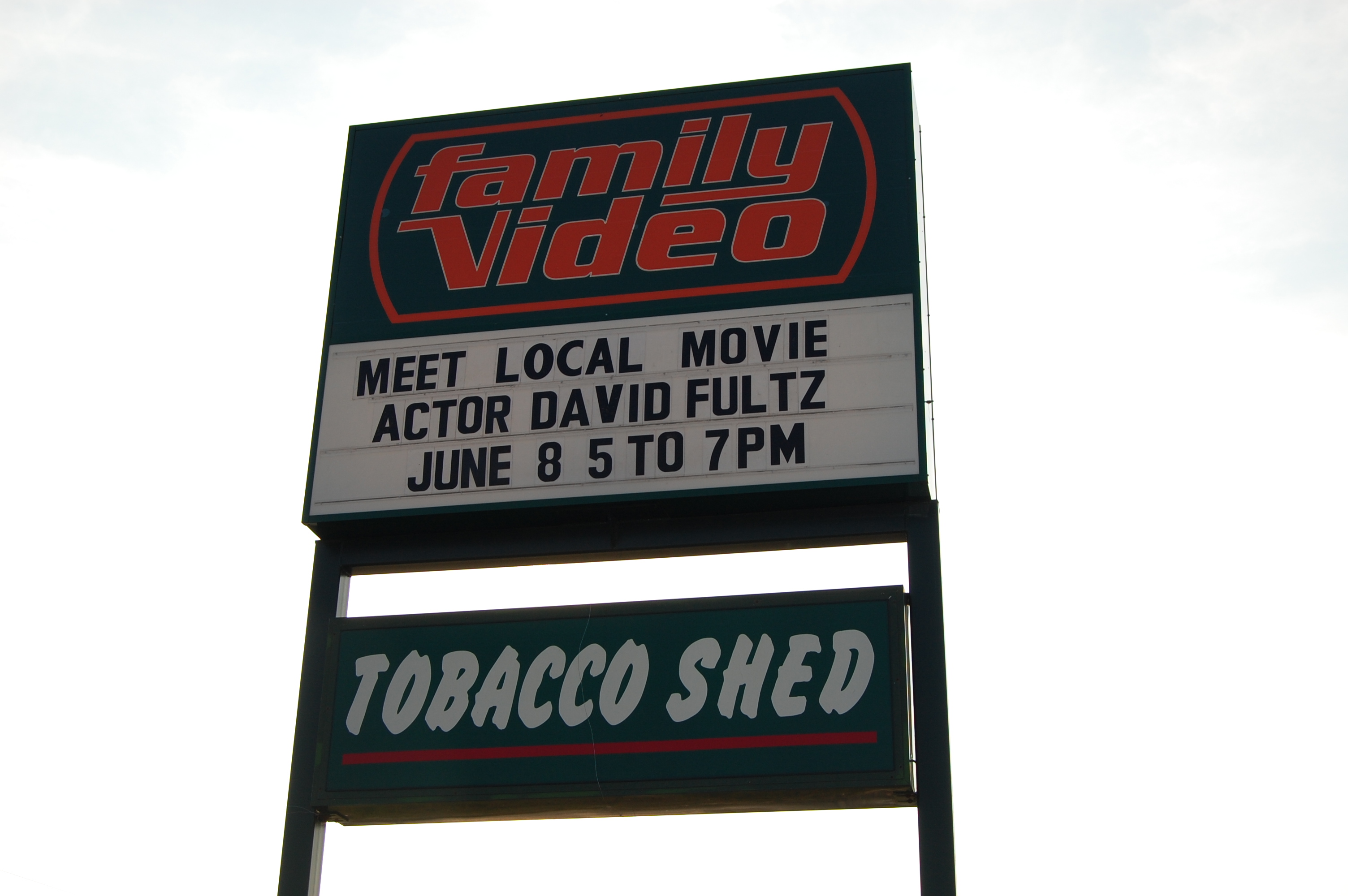 David Fultz promoting My Bloody Wedding at Family Video
