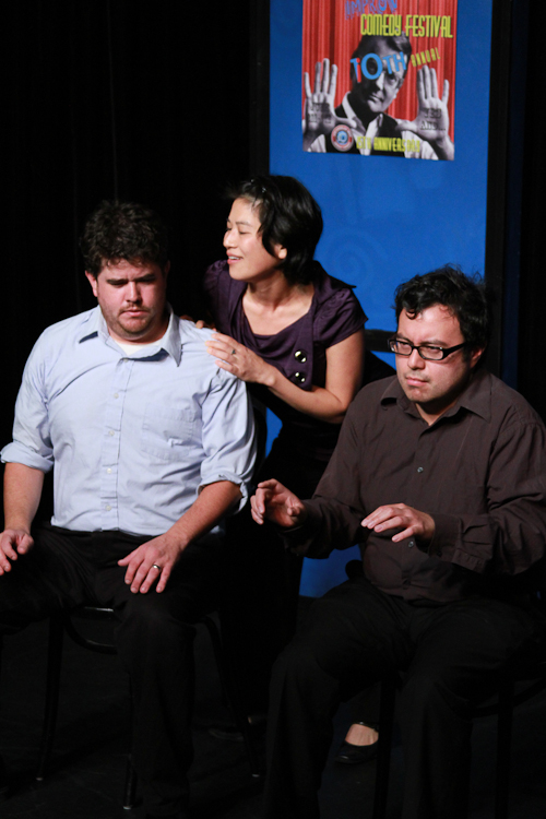 Angry Nerds performing Sketch at iO West's 2012 L.A. Improv Comedy Festival. Nick Jackson, Ali Chen, Ric Rosario