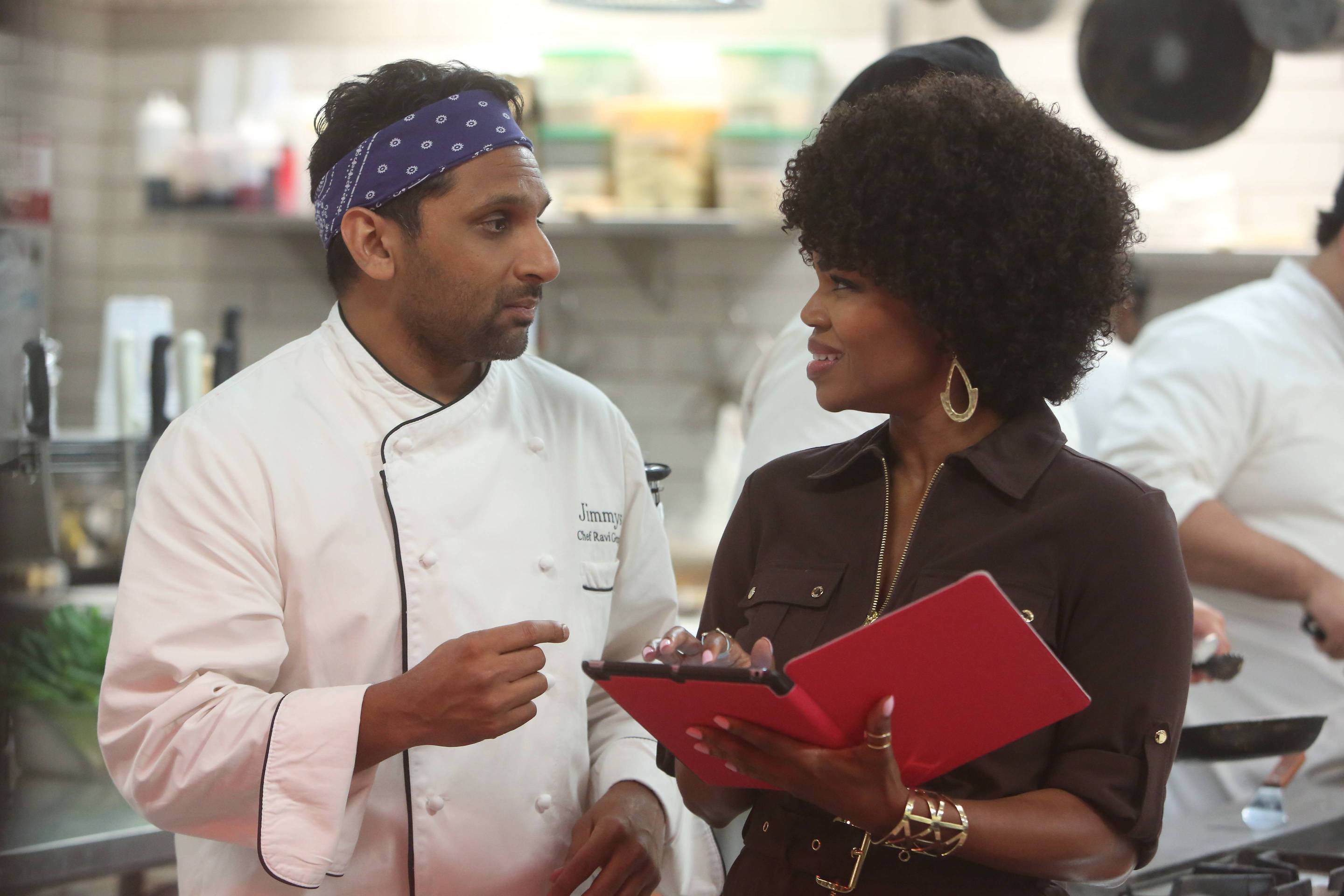 Still of Ravi Patel and Kelly Jenrette in Grandfathered (2015)