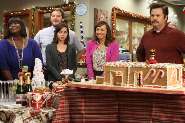 Still of Rashida Jones, Nick Offerman, Retta and Aubrey Plaza in Parks and Recreation (2009)