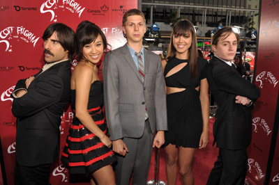 Kieran Culkin, Jason Schwartzman, Michael Cera, Aubrey Plaza and Ellen Wong at event of Skotas Pilgrimas pries pasauli (2010)