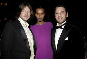 From left: Victor Kent, Liya Kebede and Derek Anderson at the amfAR 2008 New York Gala