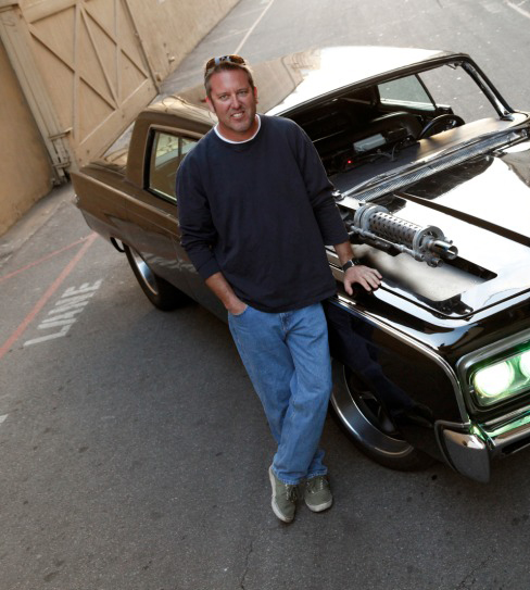 Dennis McCarthy with The Green Hornet 1966 Chrysler Imperial Black Beauty Picture Car