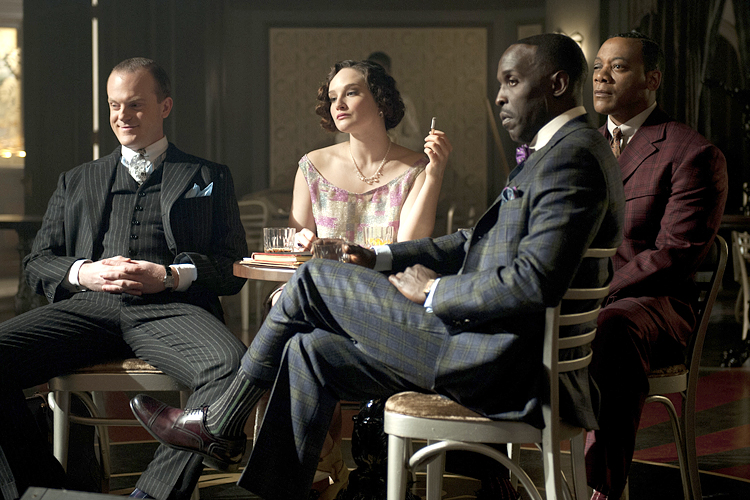 Jeremy Bobb, Jo Armeniox, Michael K. Williams, and Eric LaRay Harvey in the season 4 premiere of BOARDWALK EMPIRE.