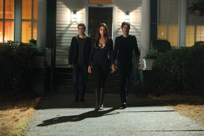 Still of Ian Somerhalder, Paul Wesley and Nina Dobrev in Vampyro dienorasciai (2009)