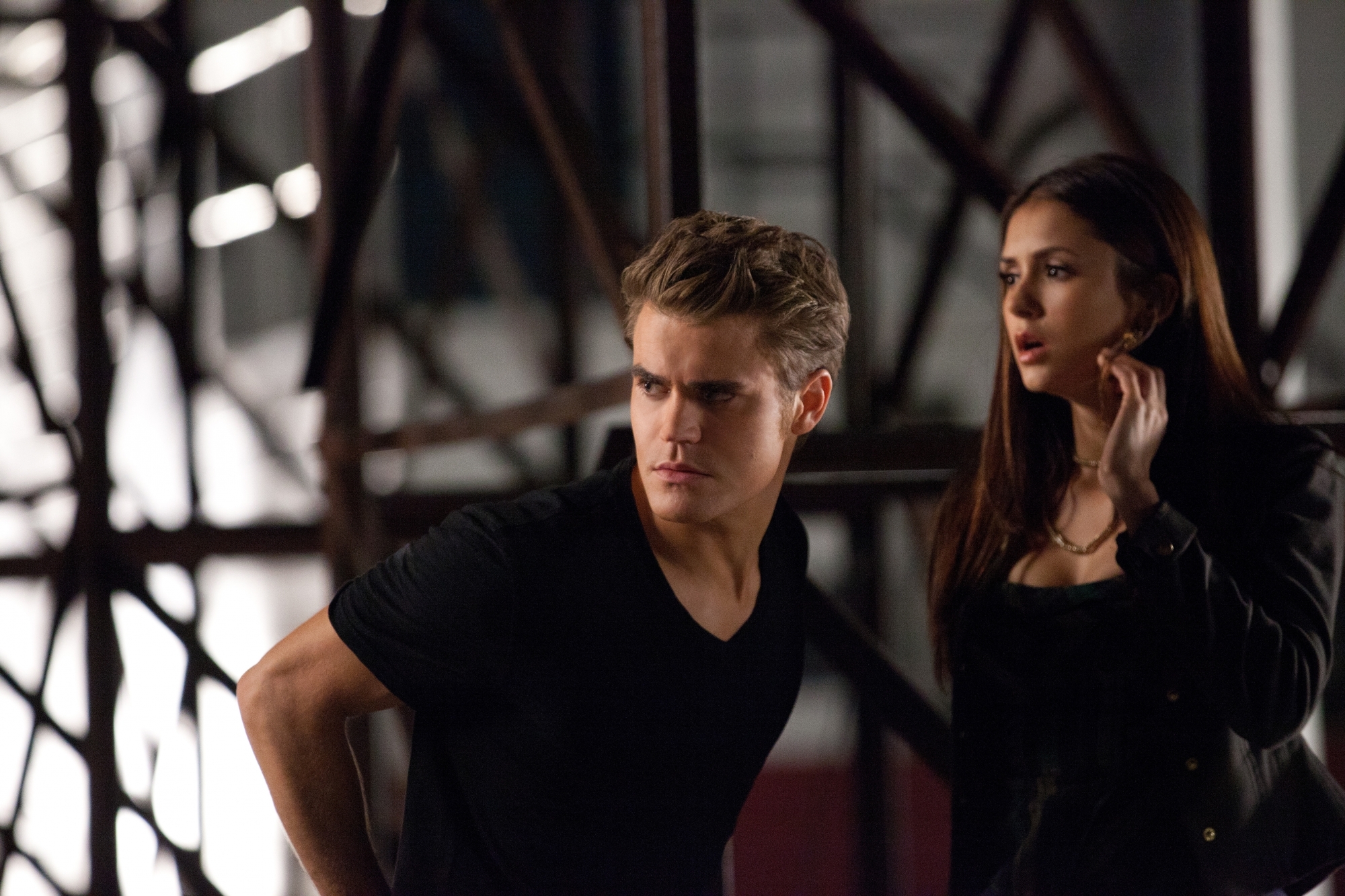 Still of Paul Wesley and Nina Dobrev in Vampyro dienorasciai (2009)