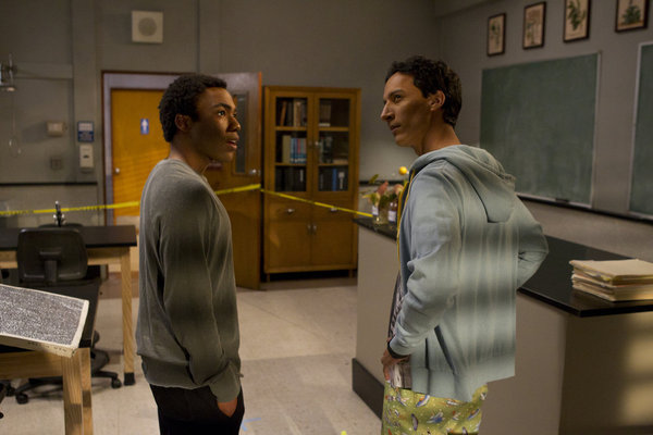 Still of Danny Pudi and Donald Glover in Community (2009)