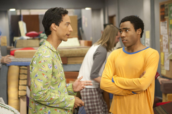 Still of Danny Pudi and Donald Glover in Community (2009)