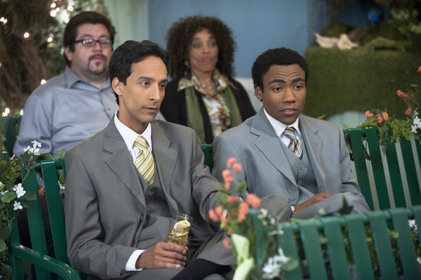 Still of Danny Pudi and Donald Glover in Community (2009)