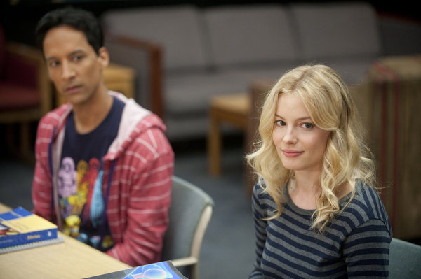 Still of Gillian Jacobs and Danny Pudi in Community (2009)