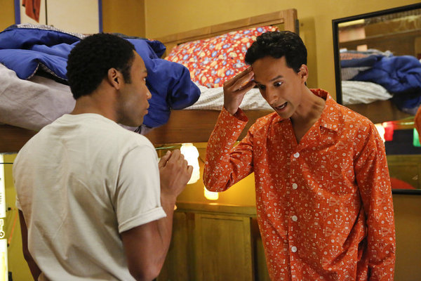 Still of Danny Pudi and Donald Glover in Community (2009)