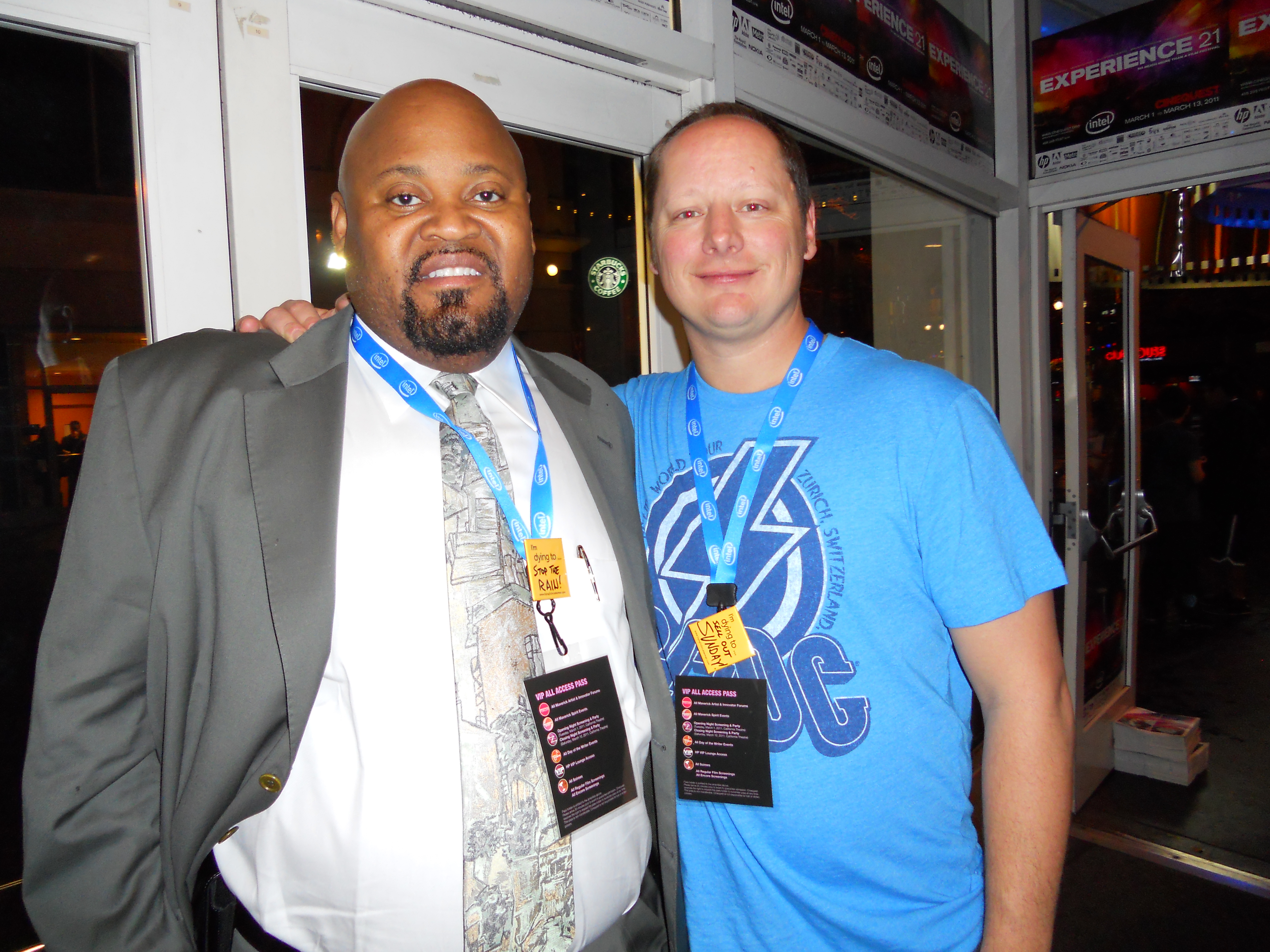 Dwayne Conyers with Steve Mazan, star of Dying to do Letterman at Cinequest Film Festival, April 2011