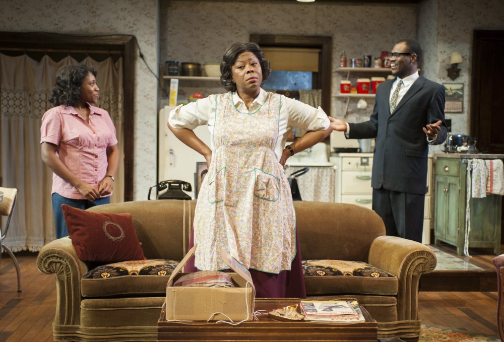 Mildred Marie Langford, Greta Oglesby and Christophe Abiel in A RAISIN IN THE SUN (Milwaukee Repertory Theatre)
