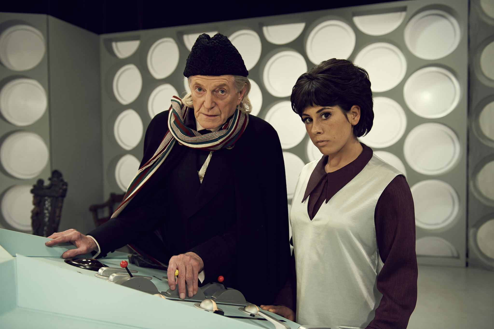 Still of David Bradley and Claudia Grant in An Adventure in Space and Time (2013)