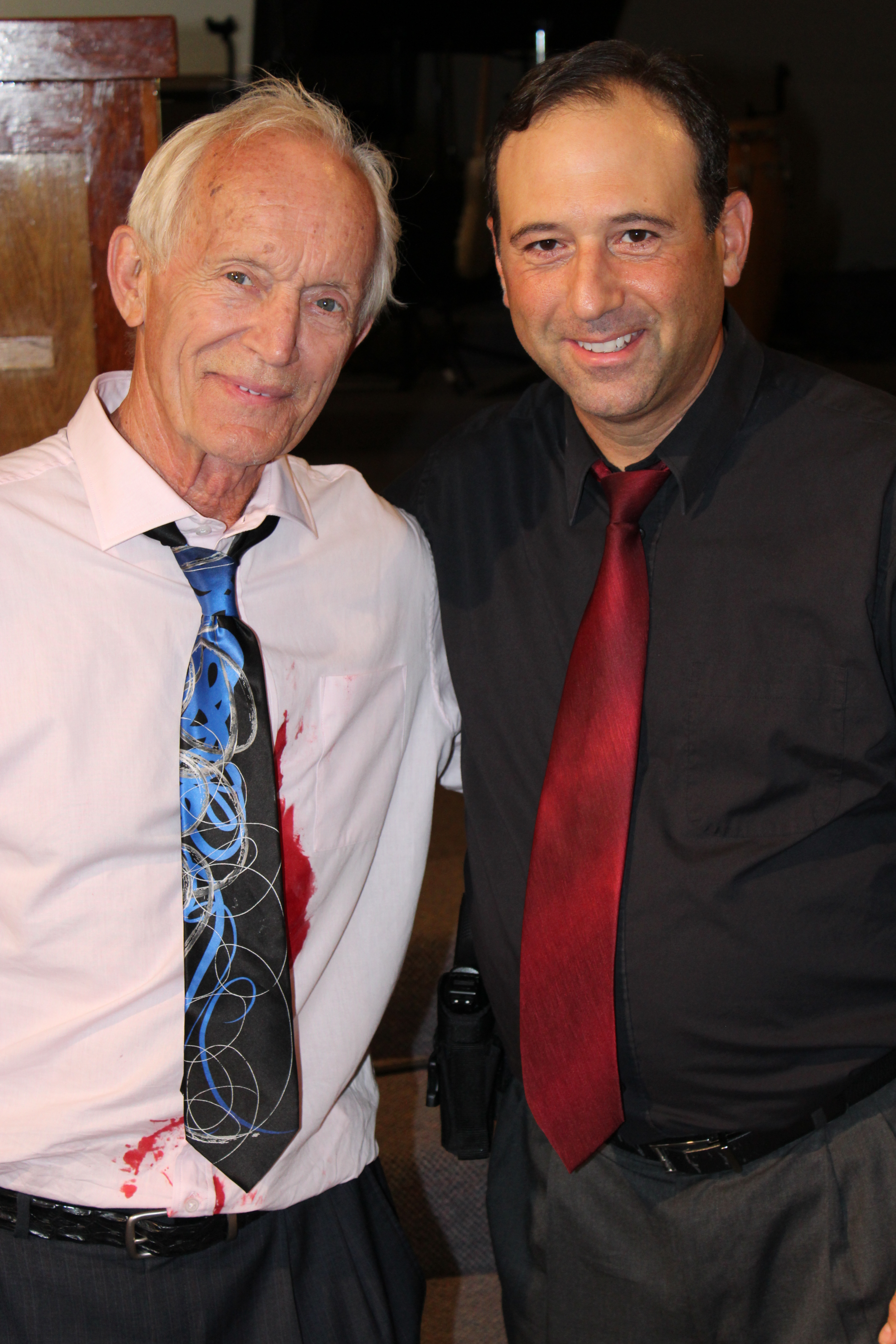 Rob Sciglimpaglia and Lance Henriksen from set of motion picture 