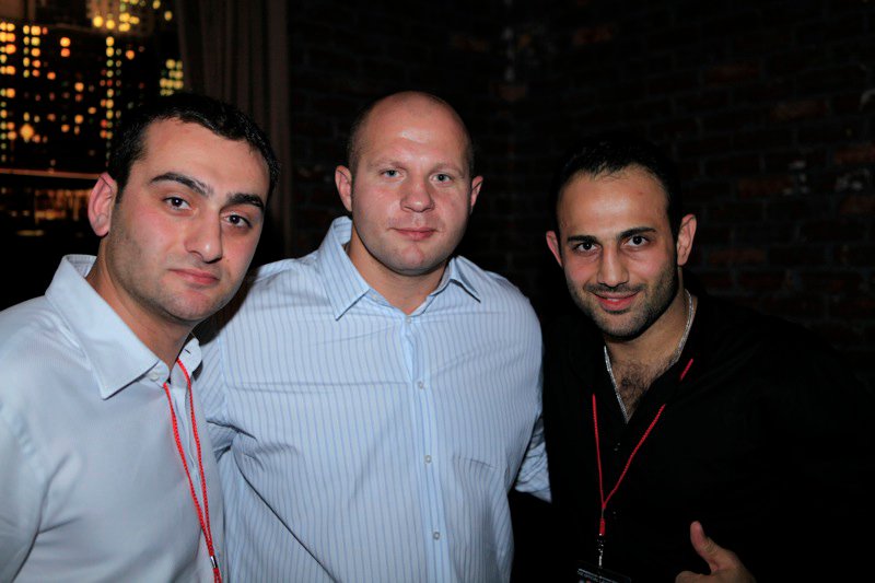 Roman Mitichyan with fighters Fedor Emelianenkov and Edmond Tarverdyan.