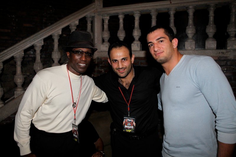 Roman Mitichyan with actor Wesley Snipes and fighter Gregard Mousasi.
