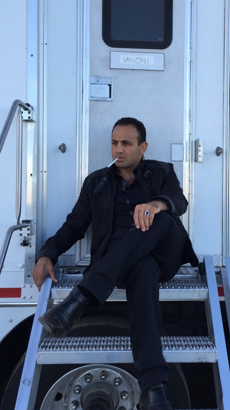 Roman Mitichyan on set for film Message From the King.
