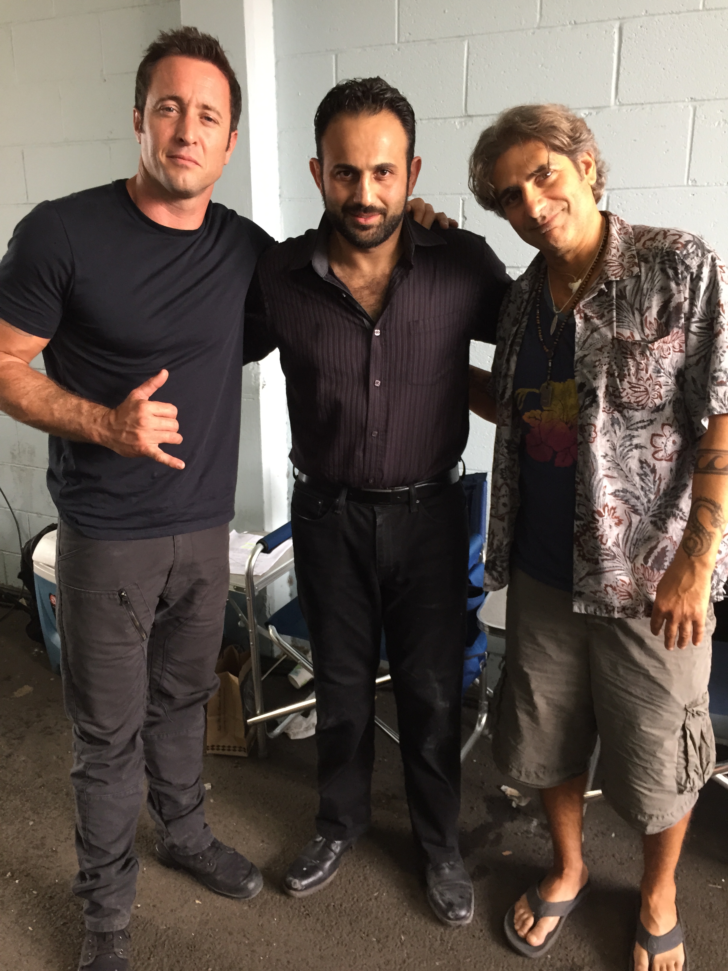 Roman Mitichyan with Alex O'Loughlin and Micheal Imperiolli in Hawaii Five-0.