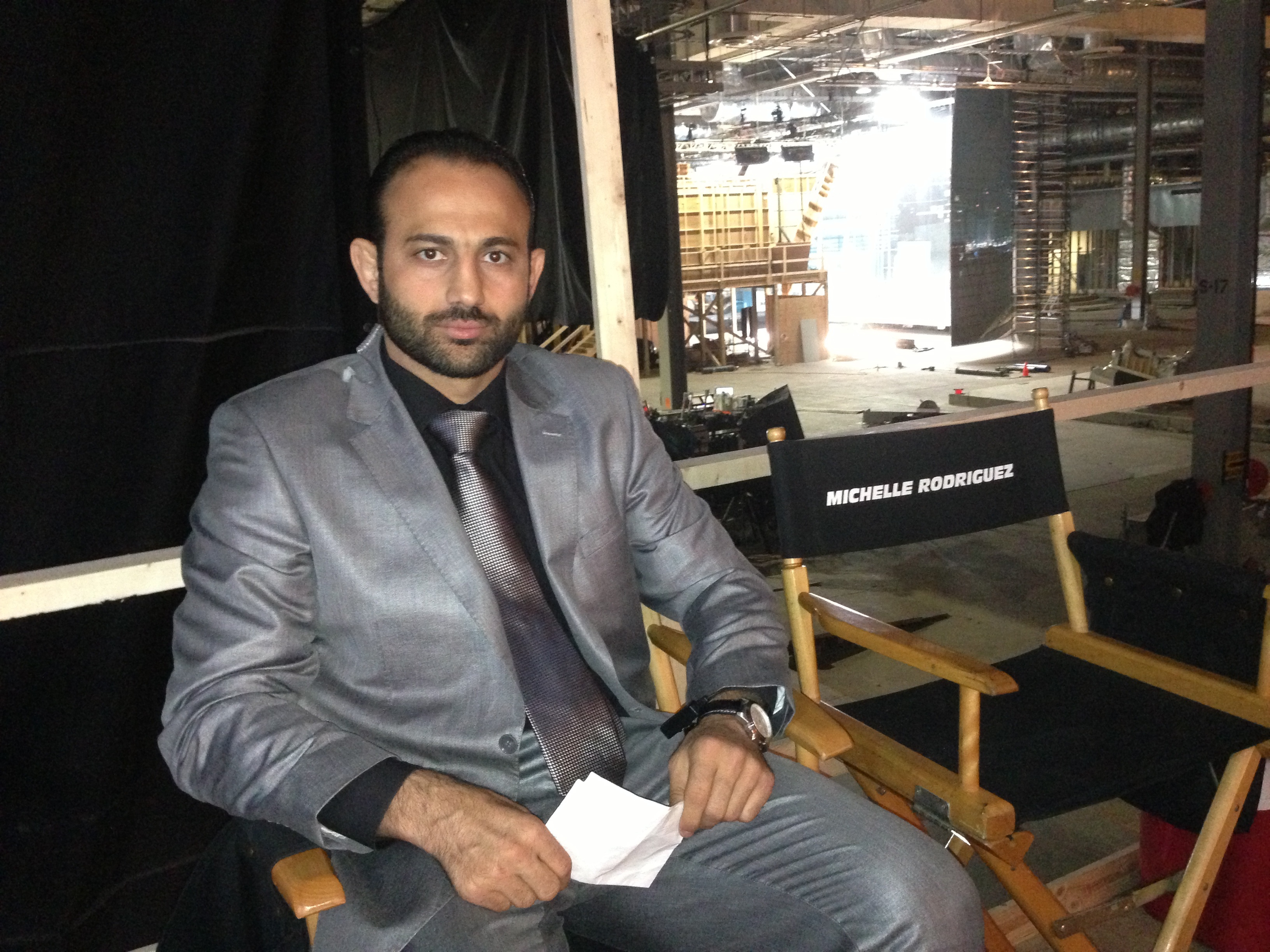 Roman Mitichyan on the set of Furious Seven.