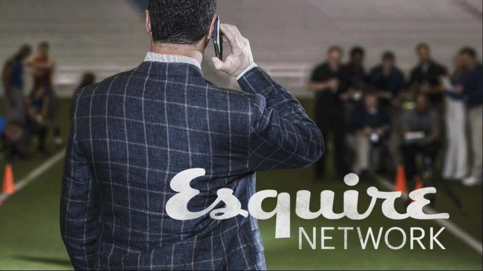 Kneeling on the line in Promo Photo used for Esquire Network's - The Agent