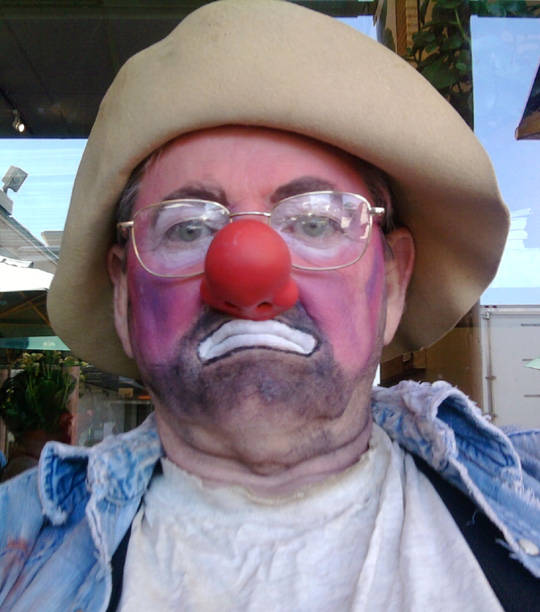 Seth created this Homeless Clown character for his role in the Pilot Episode of the television series The Cynical Life of Harper Hall (2011).