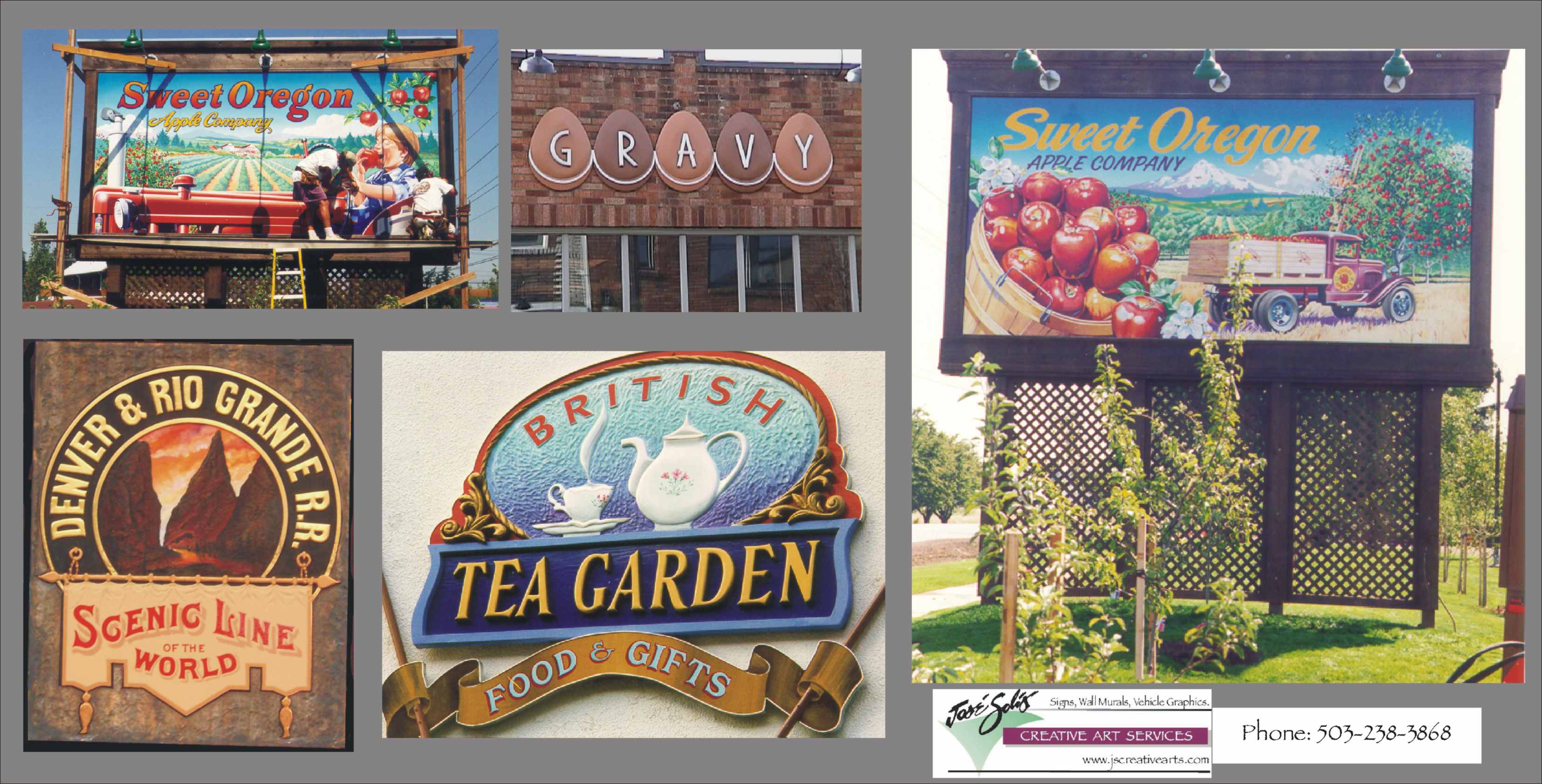 Sweet Oregon Apple Company billboards, 16'x8' one shot enamel; Denver Rio Grande 48