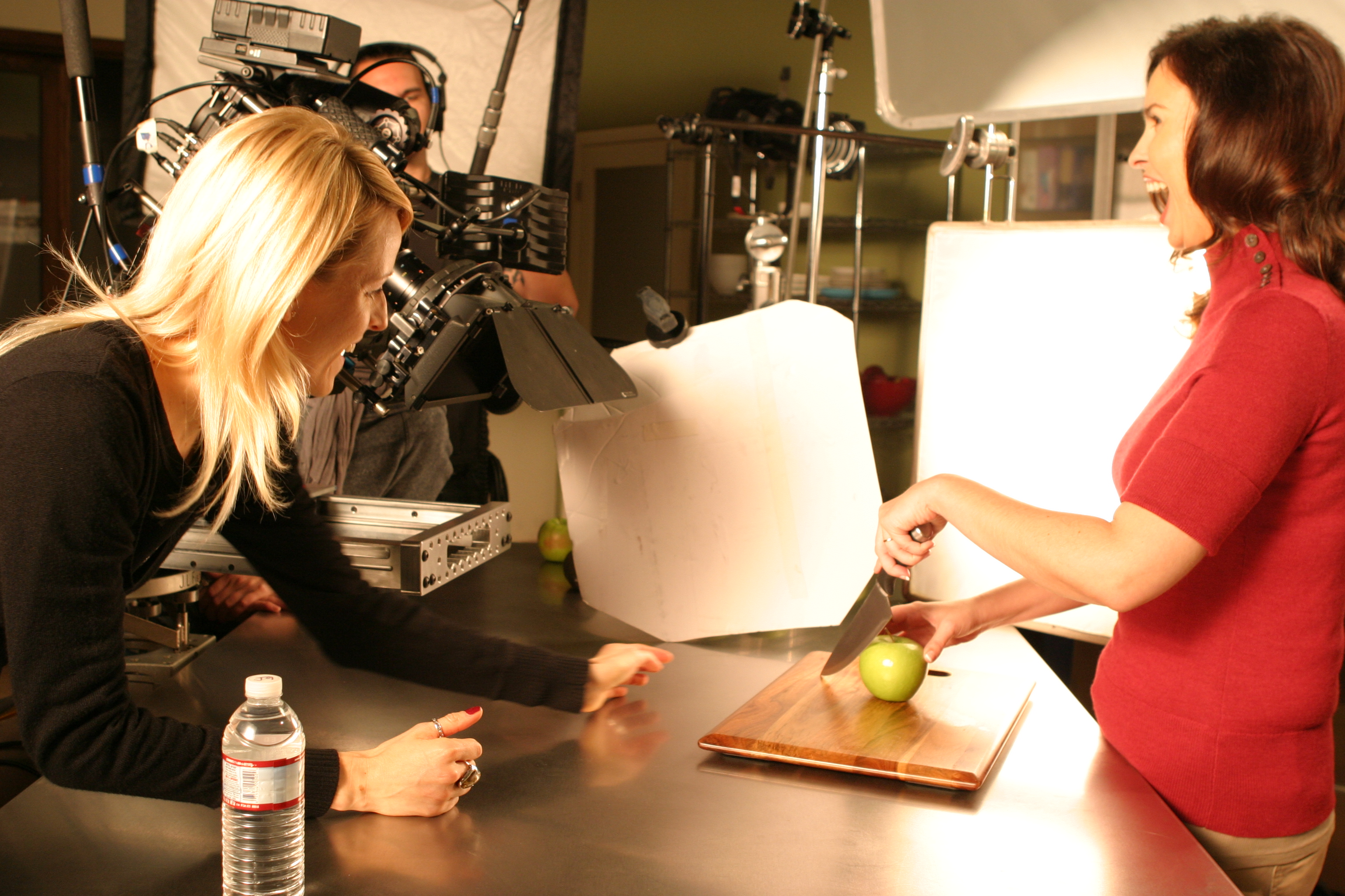 Director Jenine Mayring on the set of a national TV commercial shoot for Apple-A-Day Edible Strips, produced by Brooklyn Girl Productions.