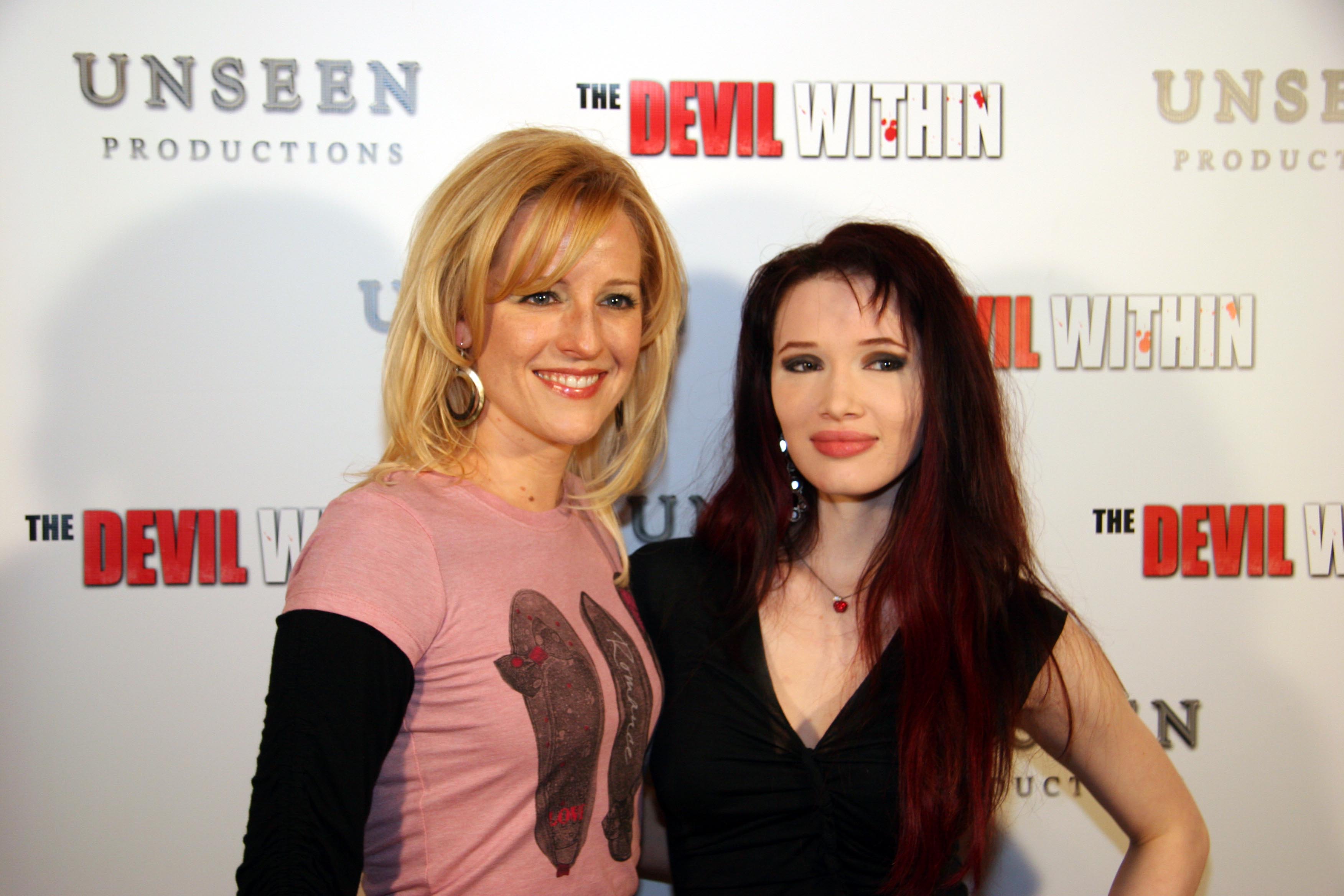 Producer/director Jenine Mayring (ZOMBIE BOYFRIEND music video) and singer Emii on the red carpet at Unseen Productions' premiere of THE DEVIL WITHIN.