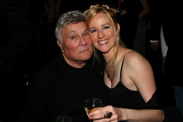 Director Jenine Mayring with Tony Curtis at the Jules Vernes Adventure Film Festival opening night party at The Edison.