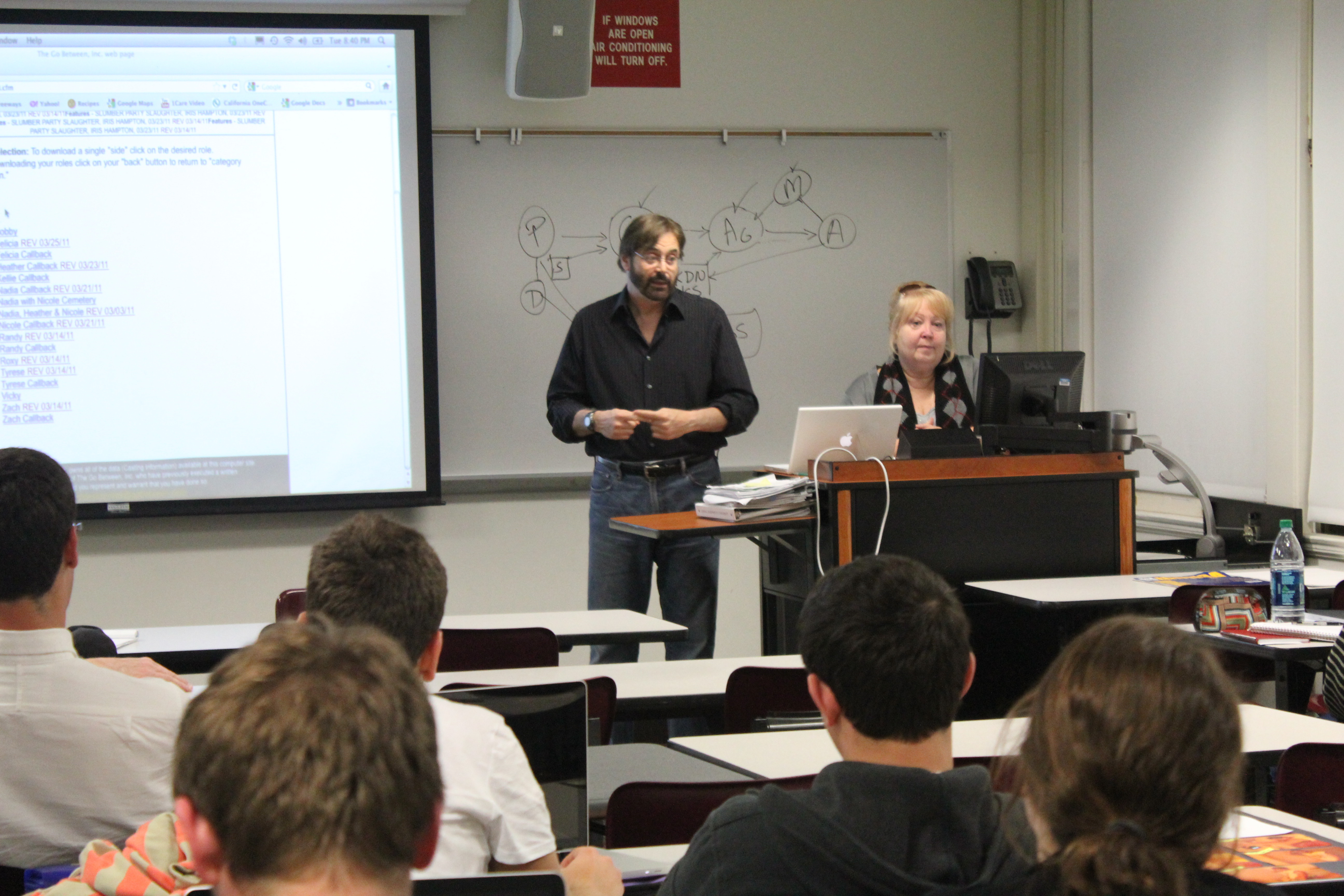 March 29, 2011, Seth was invited to be a Guest Lecturer at Loyola Marymount University. Here he is interacting with the Film Director's class.